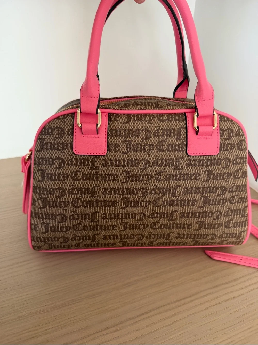Juicy Couture Brown Monogram Satchel with Pink Accents NWT